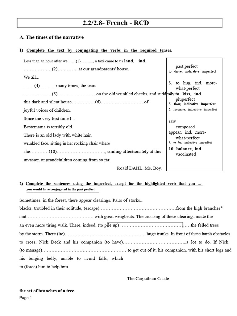 French Verb Tense Exercises Guide | PDF | Syntax | Linguistic Typology
