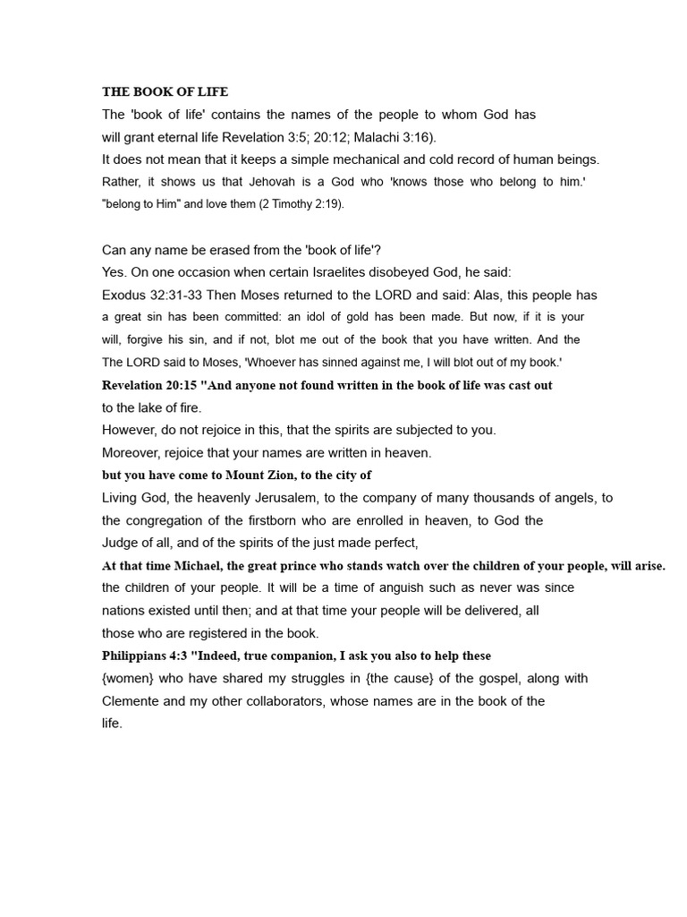 Understanding the Book of Life | PDF | Eternal Life (Christianity) | Moses