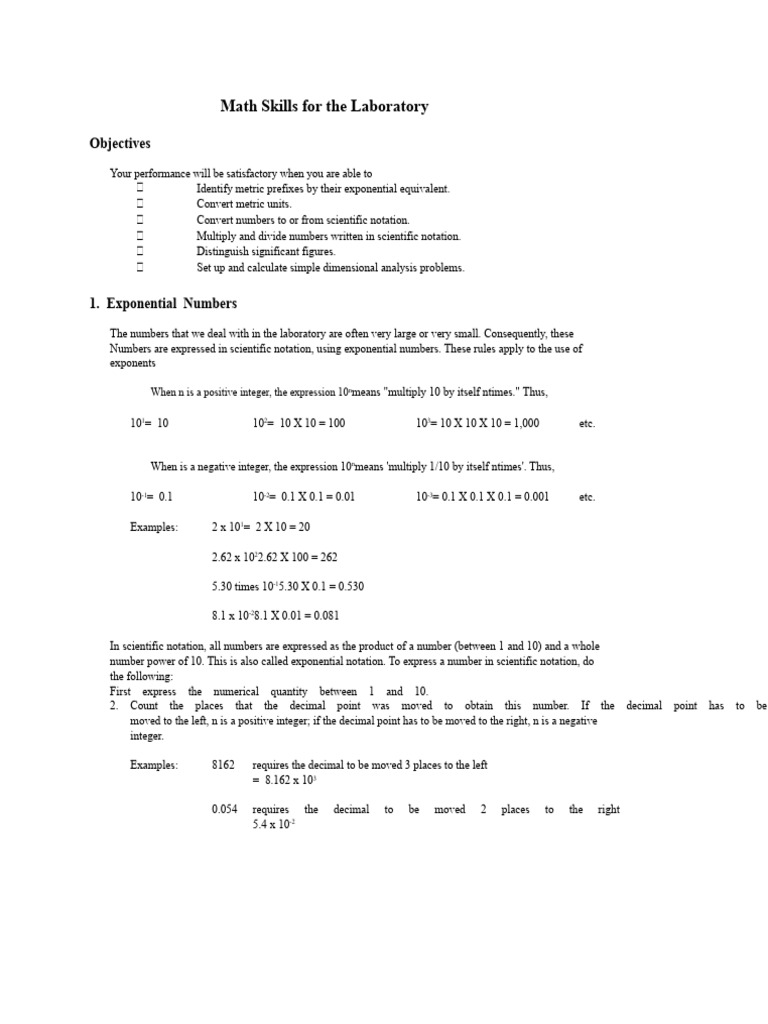 Scientific Notation and Dimensional Analysis | PDF | Significant ...