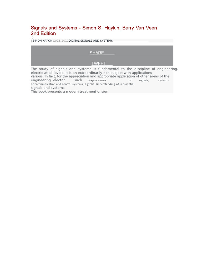 Signals and Systems Overview | PDF