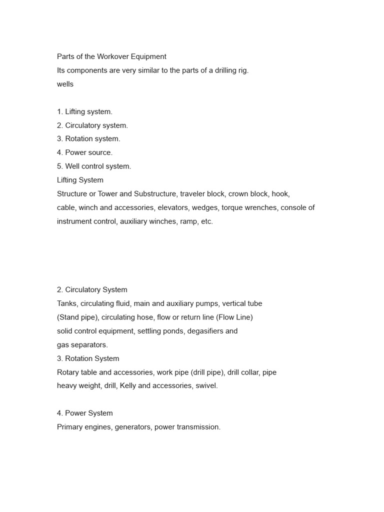 Workover Rig Component Overview | PDF