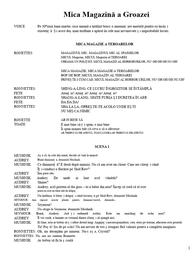 Magazinul Mic Al Ororilor Script | PDF