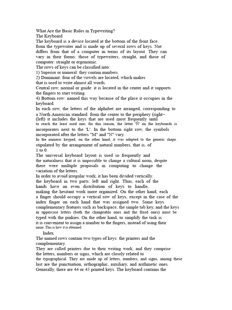 Basic Typing Rules and Techniques | PDF | Computer Keyboard | Typewriter