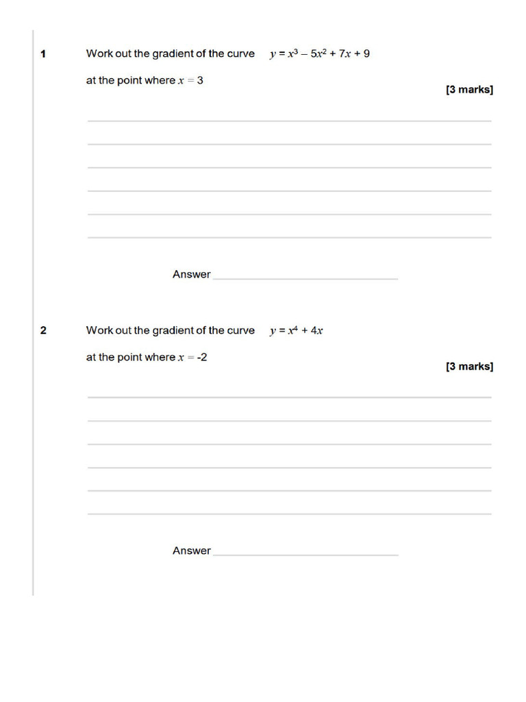 Gradient, Tangent and Normal | PDF