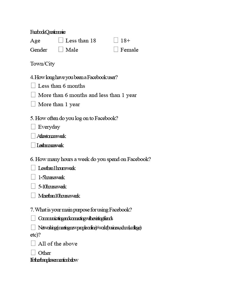 Facebook User Experience Questionnaire | PDF | Instant Messaging ...