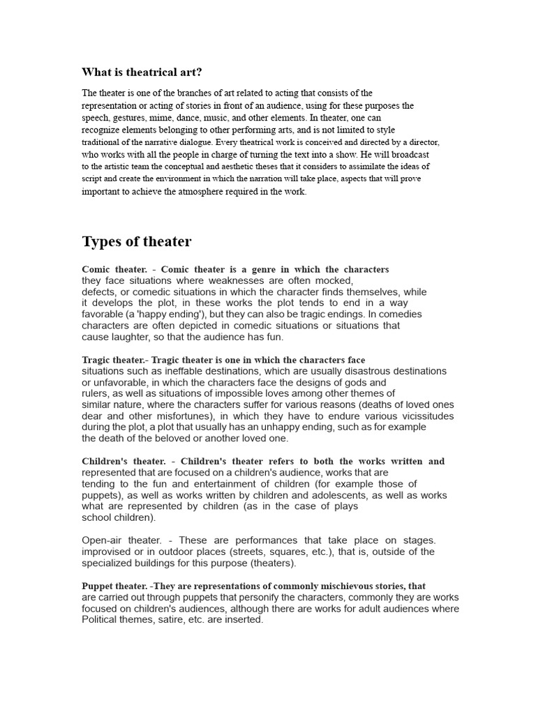 Understanding Theatrical Art | PDF | Theatre | Comedy