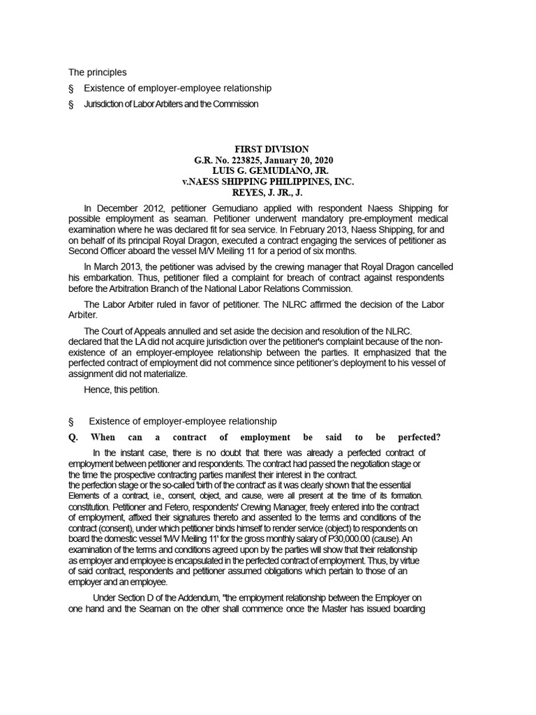 Employer-Employee Relationship in Labor Law | PDF | Employment | Labour Law