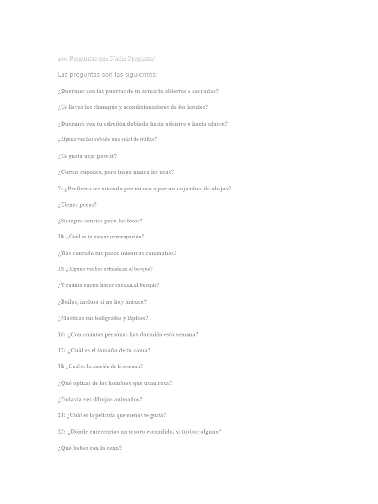 100 Preguntas Divertidas y Random | PDF