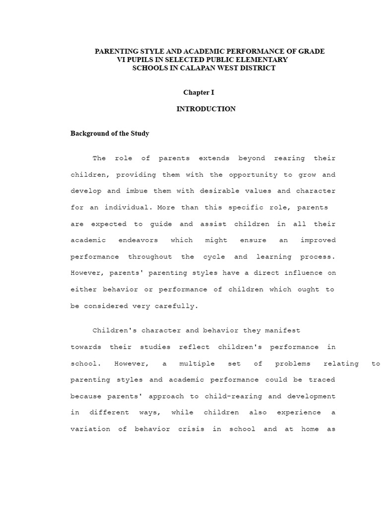 Parenting Styles and Grade VI Performance | PDF | Parenting | Learning