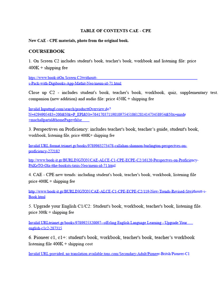 CAE-CPE Course Materials and Pricing | PDF