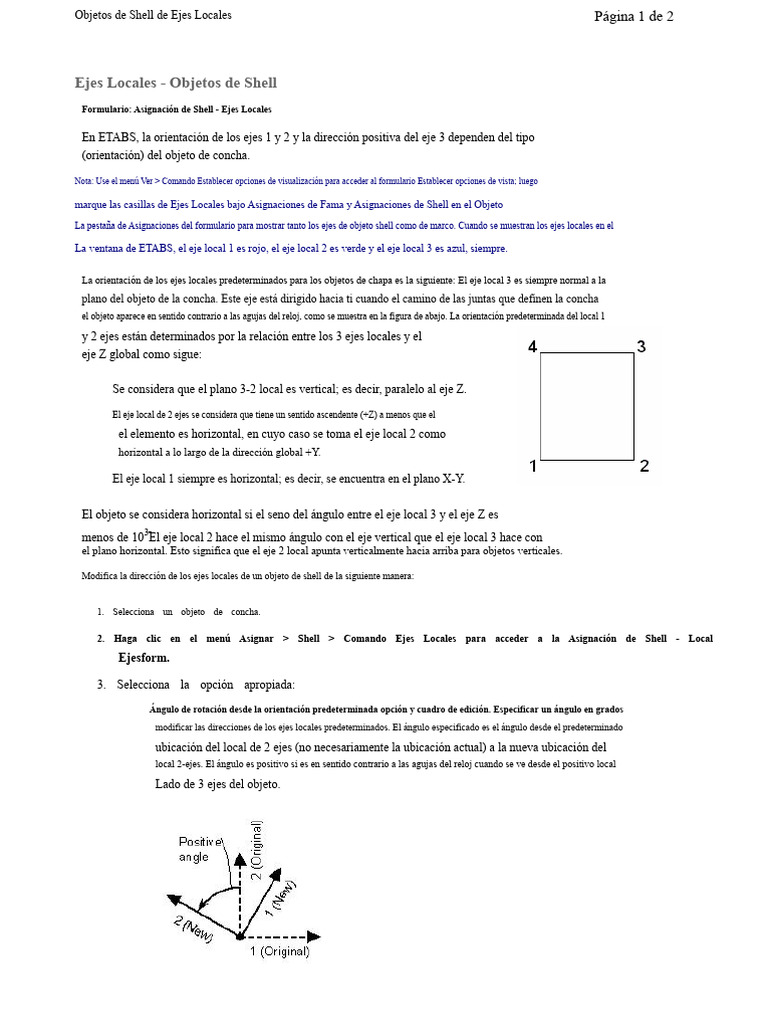 Ejes Locales en Objetos de Shell ETABS | PDF | Rotación | Geometría ...