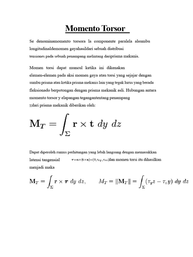 Pengertian dan Rumus Momento Torsor | PDF