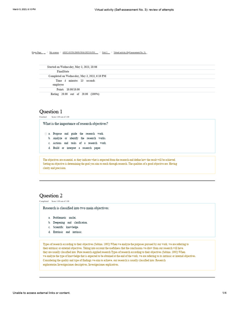 Virtual Activity (Self-Assessment No. 3) - Review of Attemptsok PDF ...