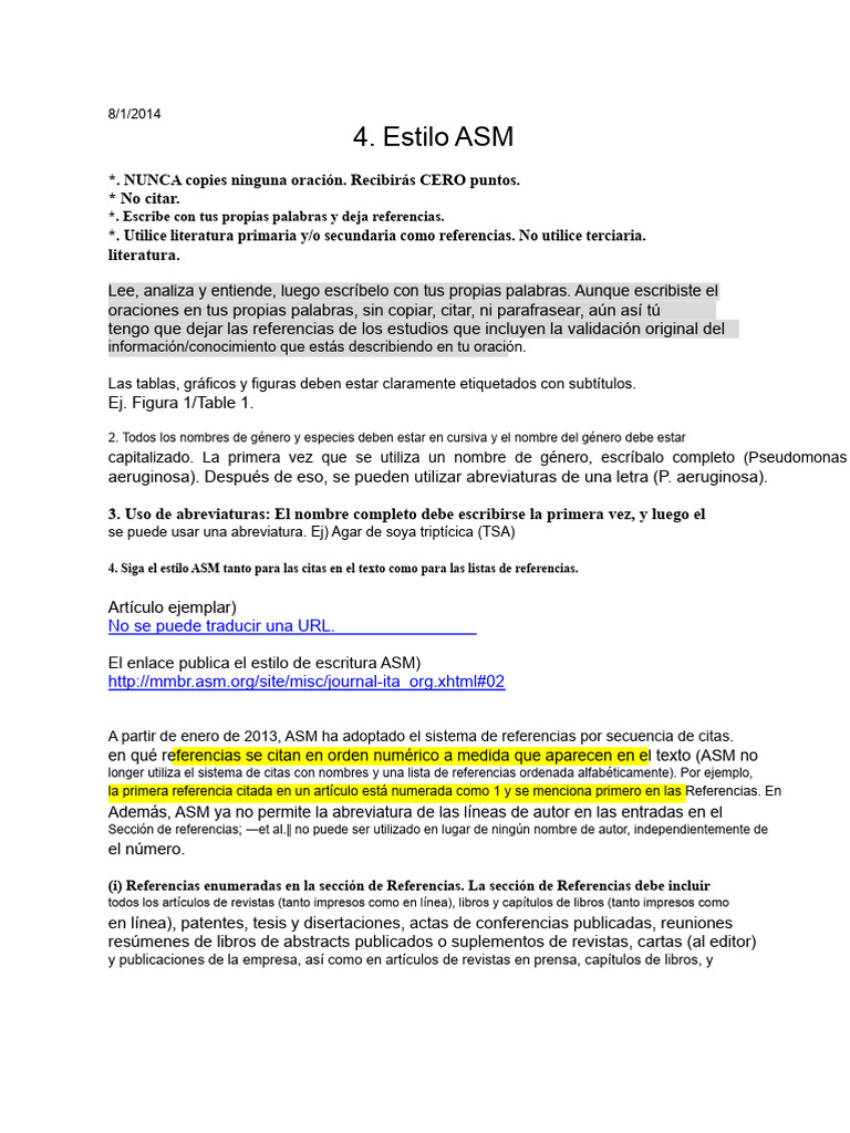 Guía de Estilo ASM para Referencias | PDF | Biología | Microbiología