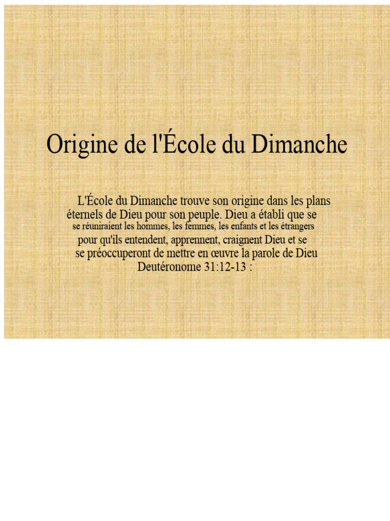 Histoire de l'École du Dimanche | PDF | École du dimanche | Jésus