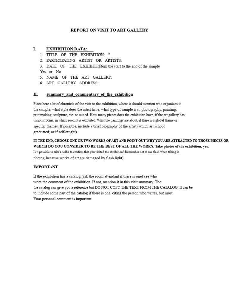 Gallery Visit Report Guidelines | PDF