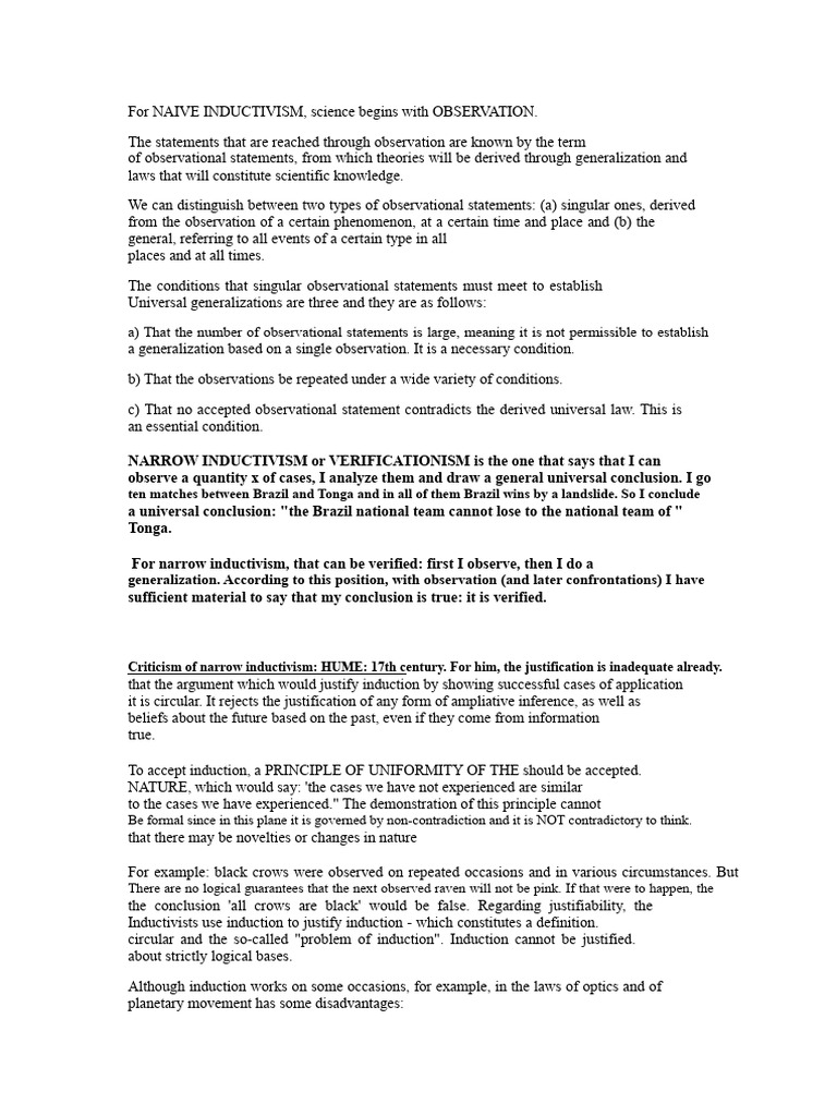Understanding Naive Inductivism | PDF | Inductive Reasoning | Theory