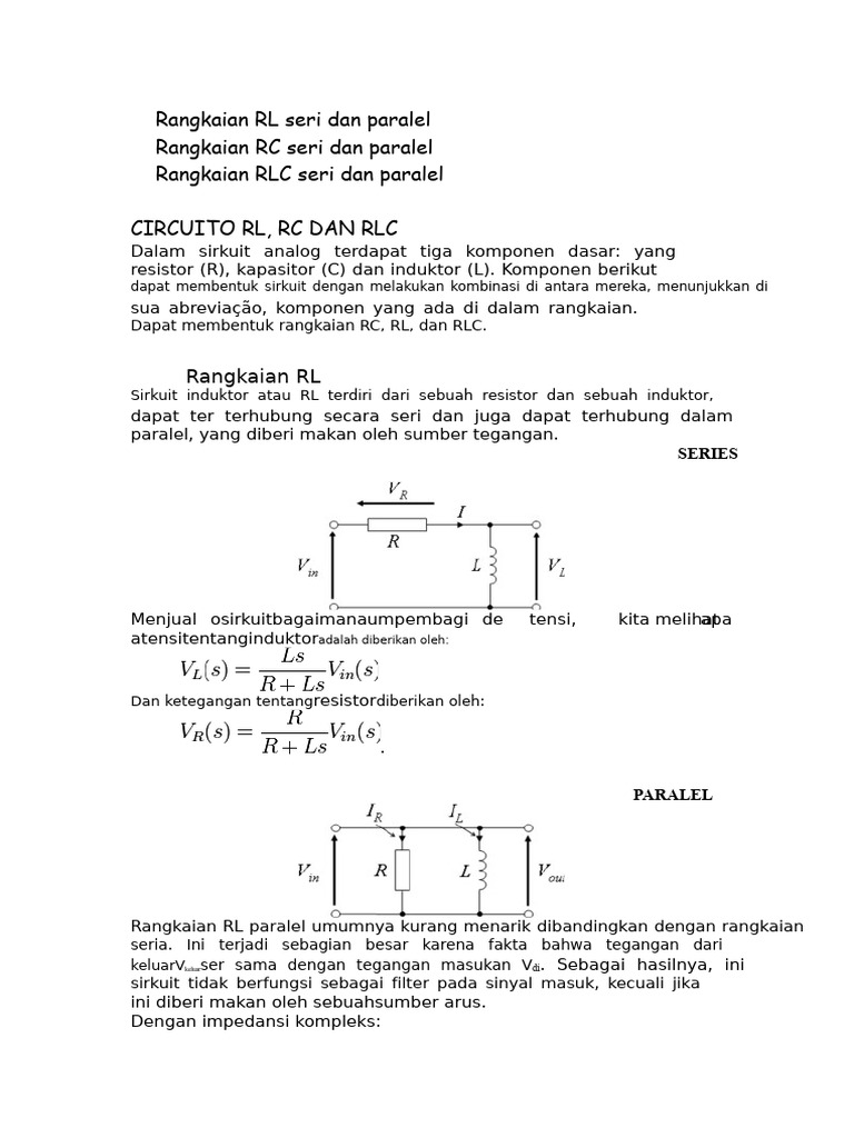 Rangkaian RL, RC, dan RLC: Seri & Paralel | PDF
