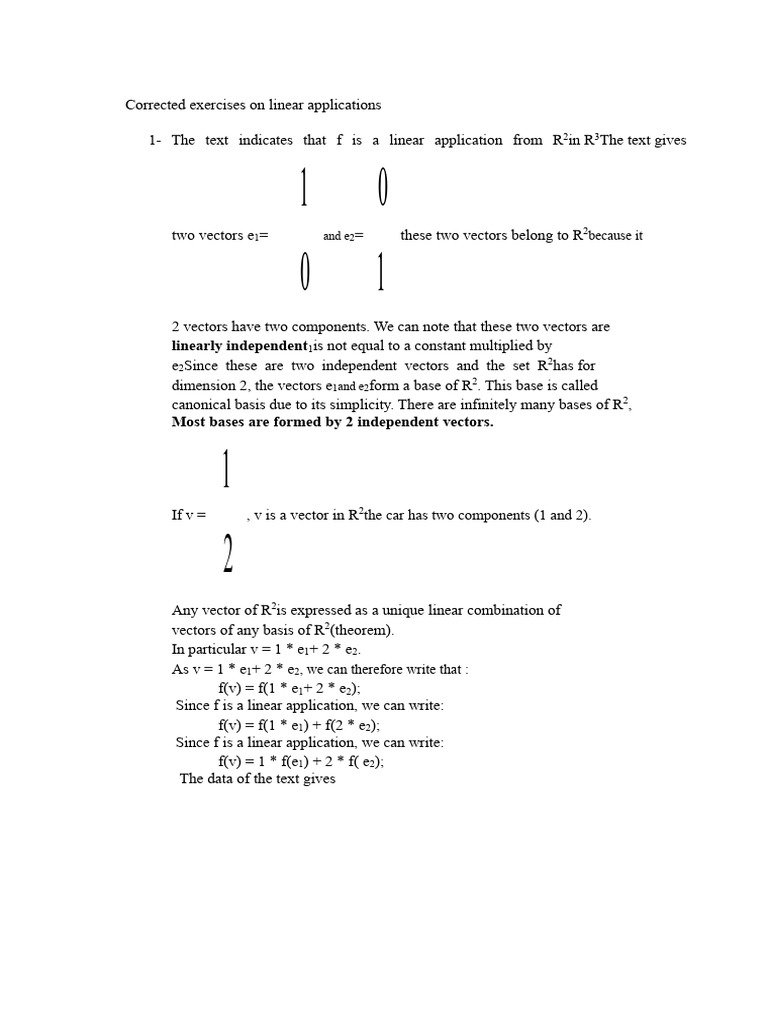 Canonical Basis in Linear Applications | PDF | Vector Space | Basis ...