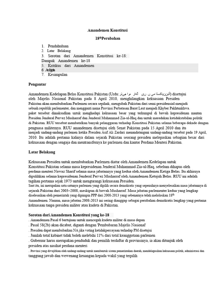 Amandemen Konstitusi | PDF