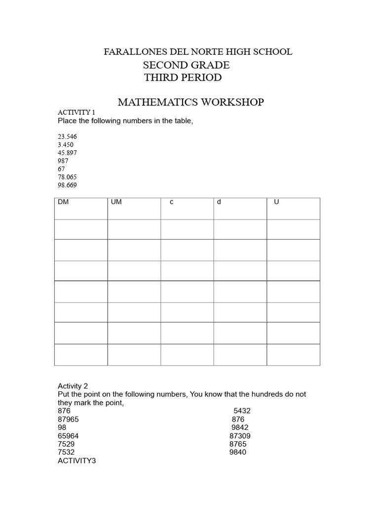 Workshop 2 Third Period Mathematics | PDF | Mathematics | Chess Theory