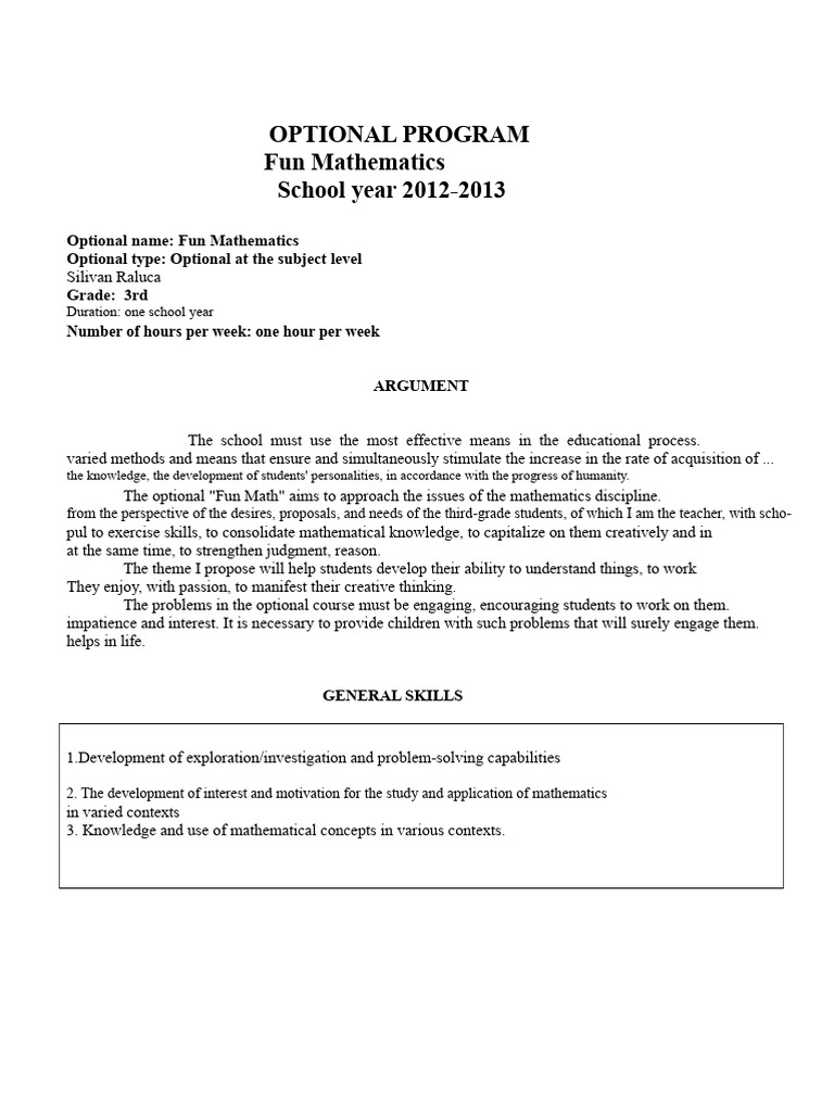 Optional Distracting Mathematics Grade III | PDF | Mathematics | Thought