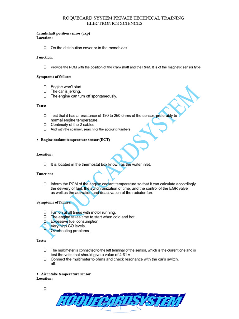 Crankshaft & Engine Sensors Overview | PDF | Throttle | Machines