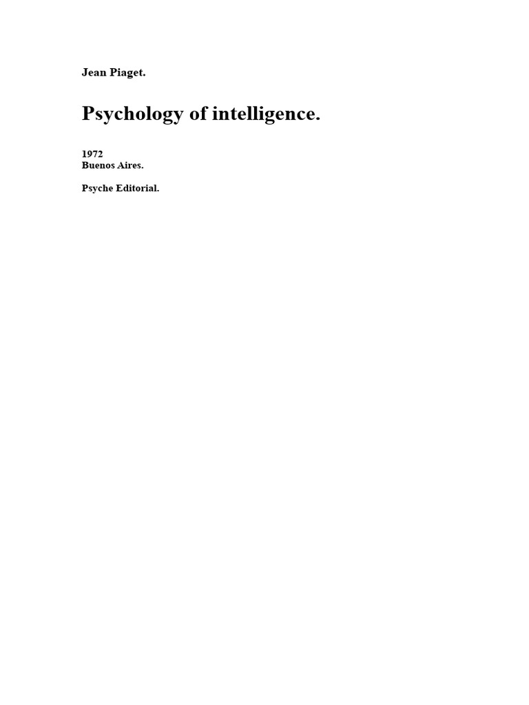 Piaget Jean - Psychology of Intelligence 1947 | PDF