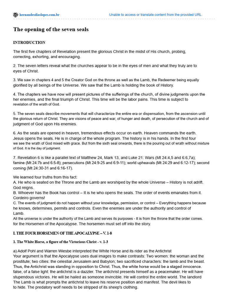 The Opening of The Seven Seals | PDF | Book Of Revelation | Jesus