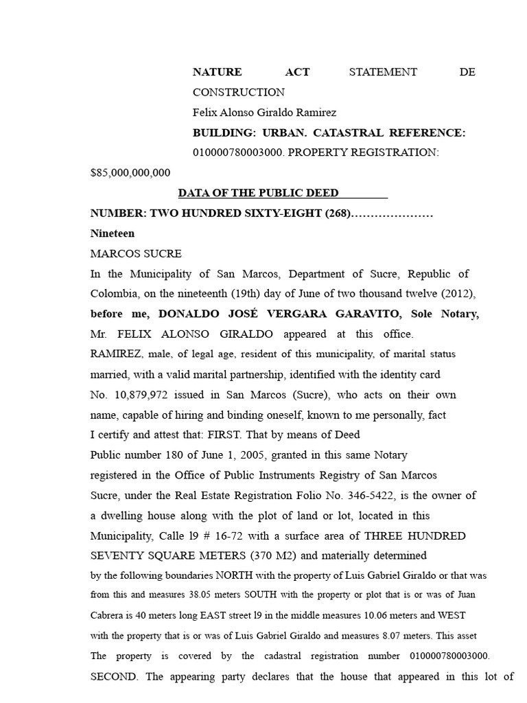 Property Deed for Urban Construction in Sucre | PDF | Justice | Crime ...