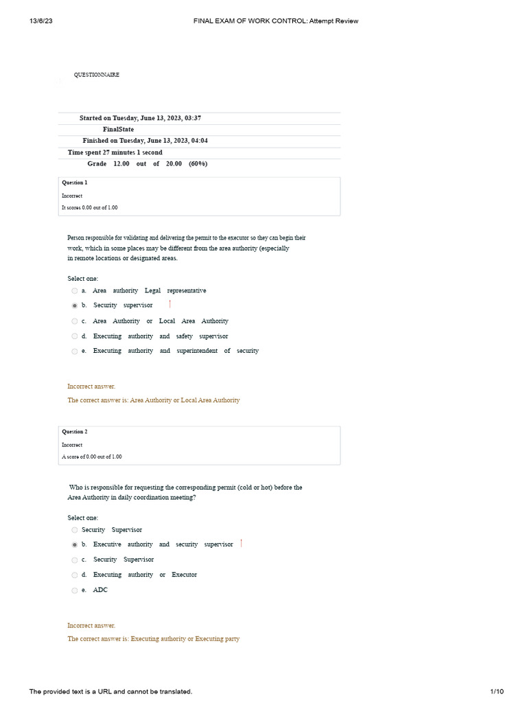 Work Control Exam Attempt Review | PDF | Radiation | Ionizing Radiation