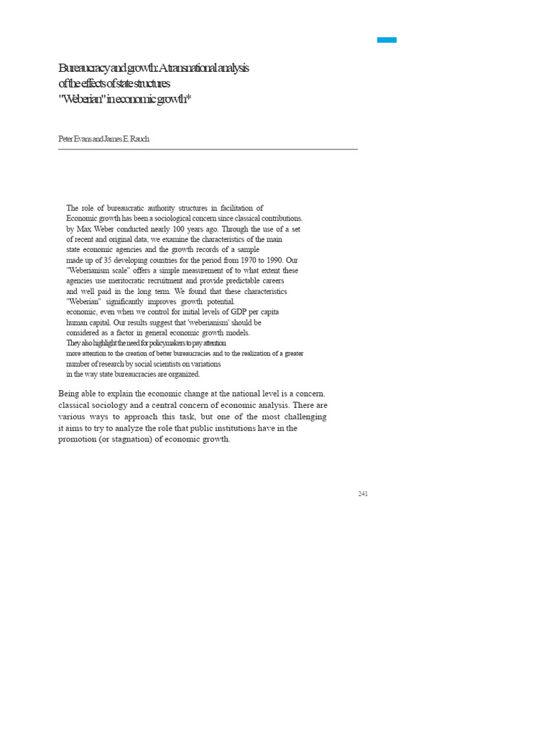 Evans - Rauch - Bureaucracy and Growth | PDF | Bureaucracy | Economic ...