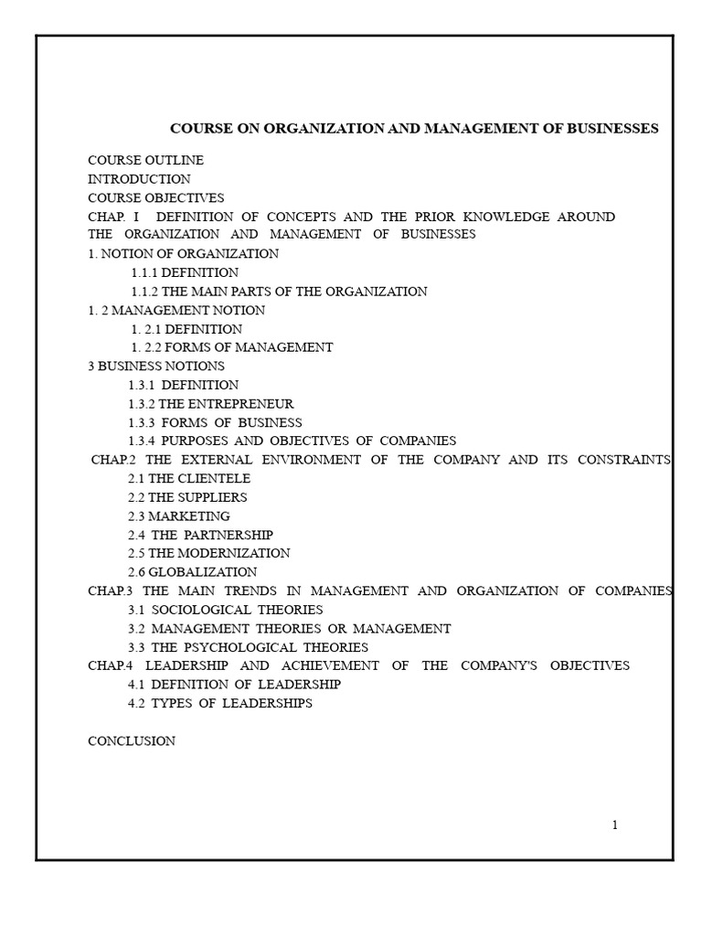Business Organization and Management Course | PDF | Profit (Economics ...
