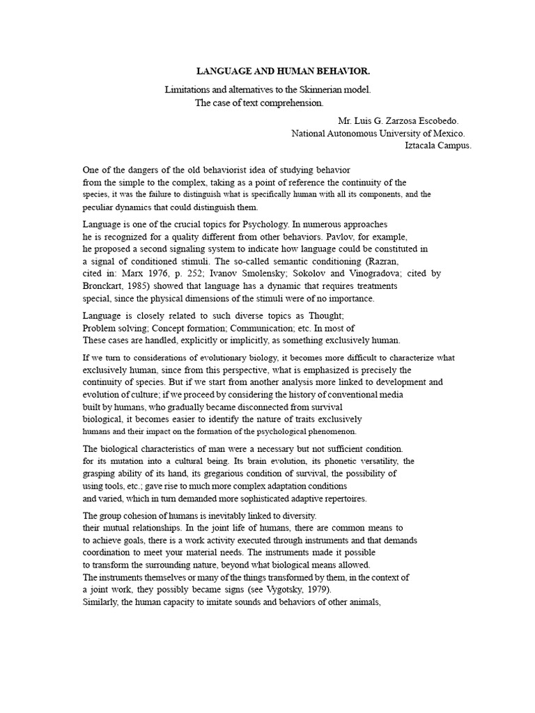 Human Behavior and Language Analysis | PDF | Behaviorism | Reinforcement