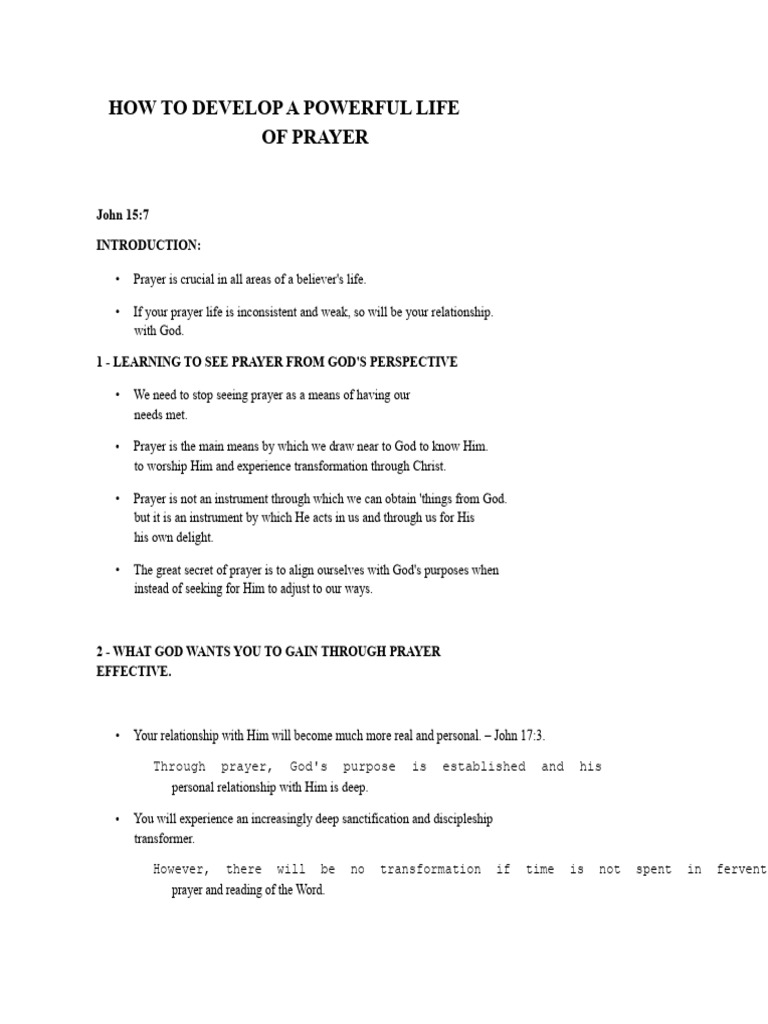 Developing a Powerful Prayer Life | PDF | Prayer | Confession (Religion)