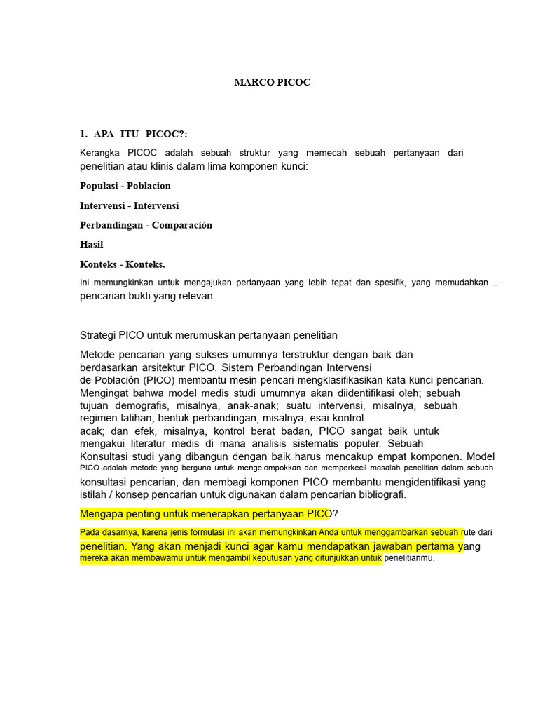 Memahami Kerangka PICOC dalam Penelitian | PDF