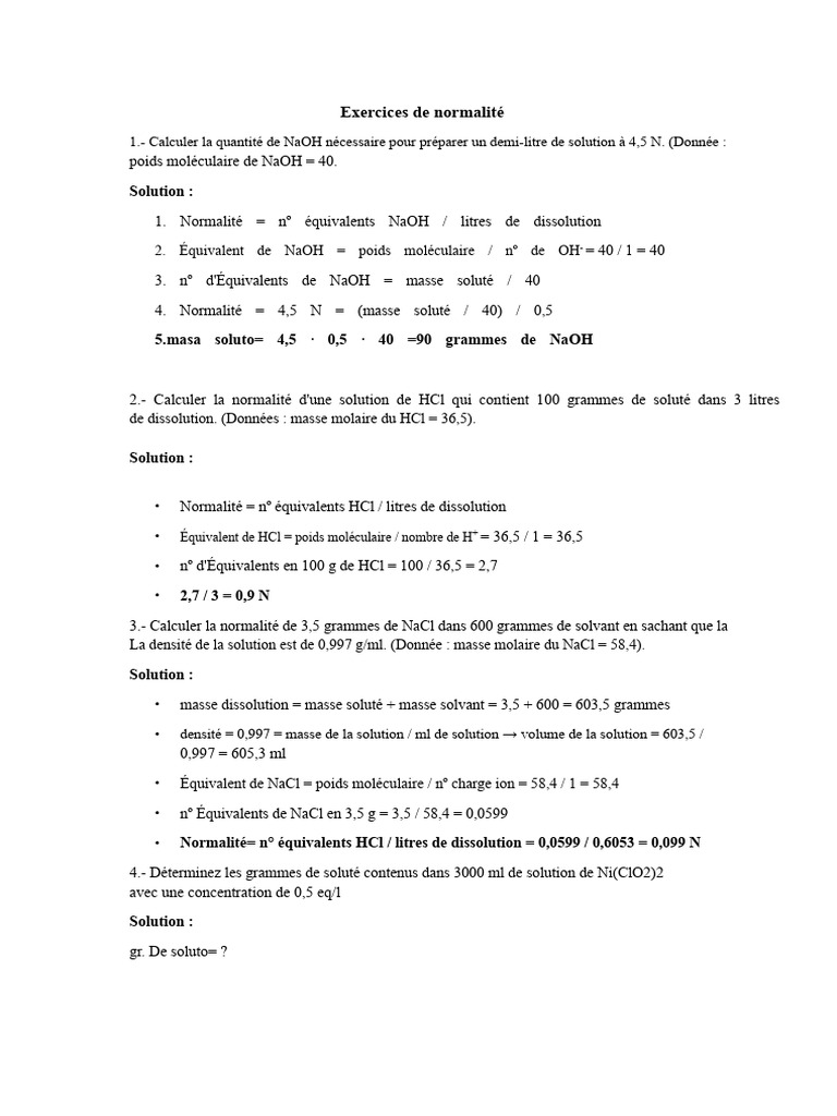Calcul de la Normalité des Solutions | PDF
