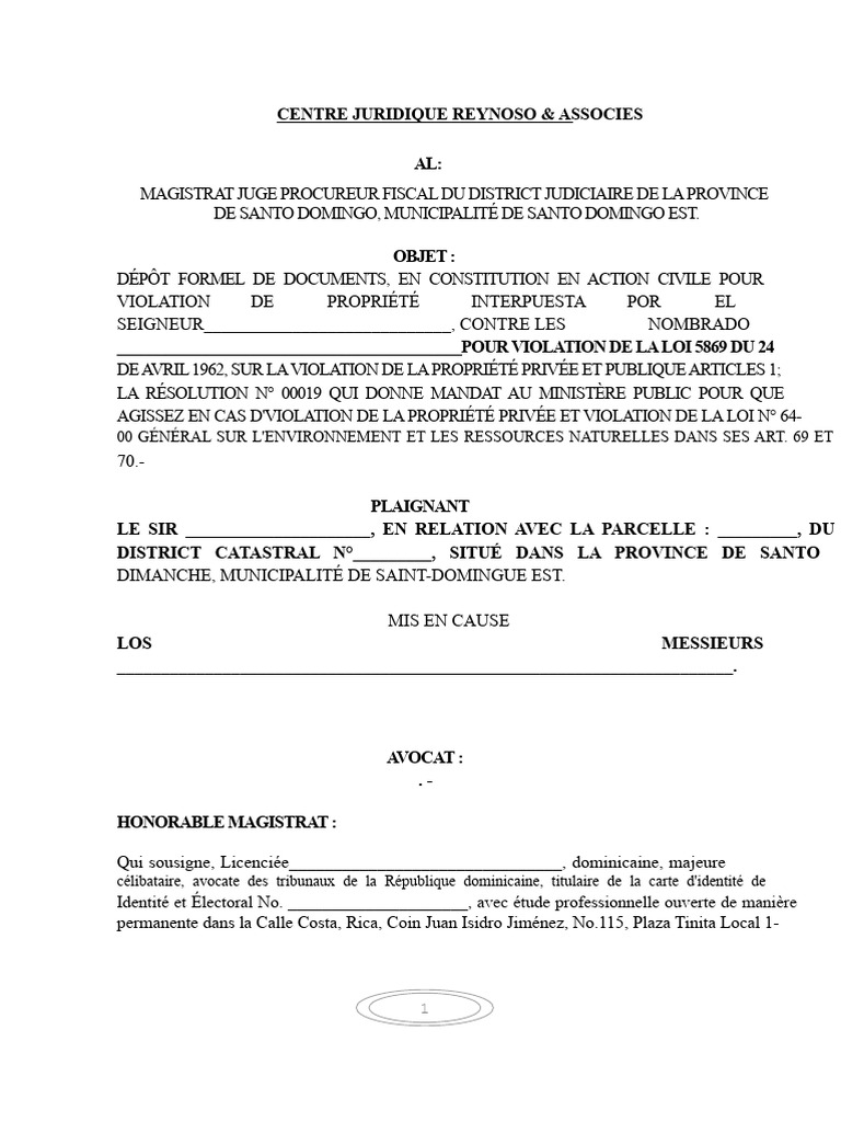 Action civile pour violation de propriété | PDF | Crimes | Crime et ...