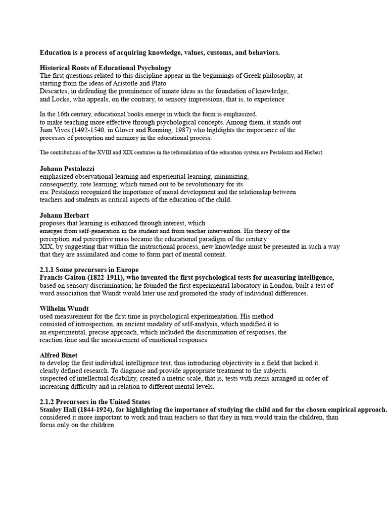 Historical Roots of Educational Psychology | PDF | Educational ...
