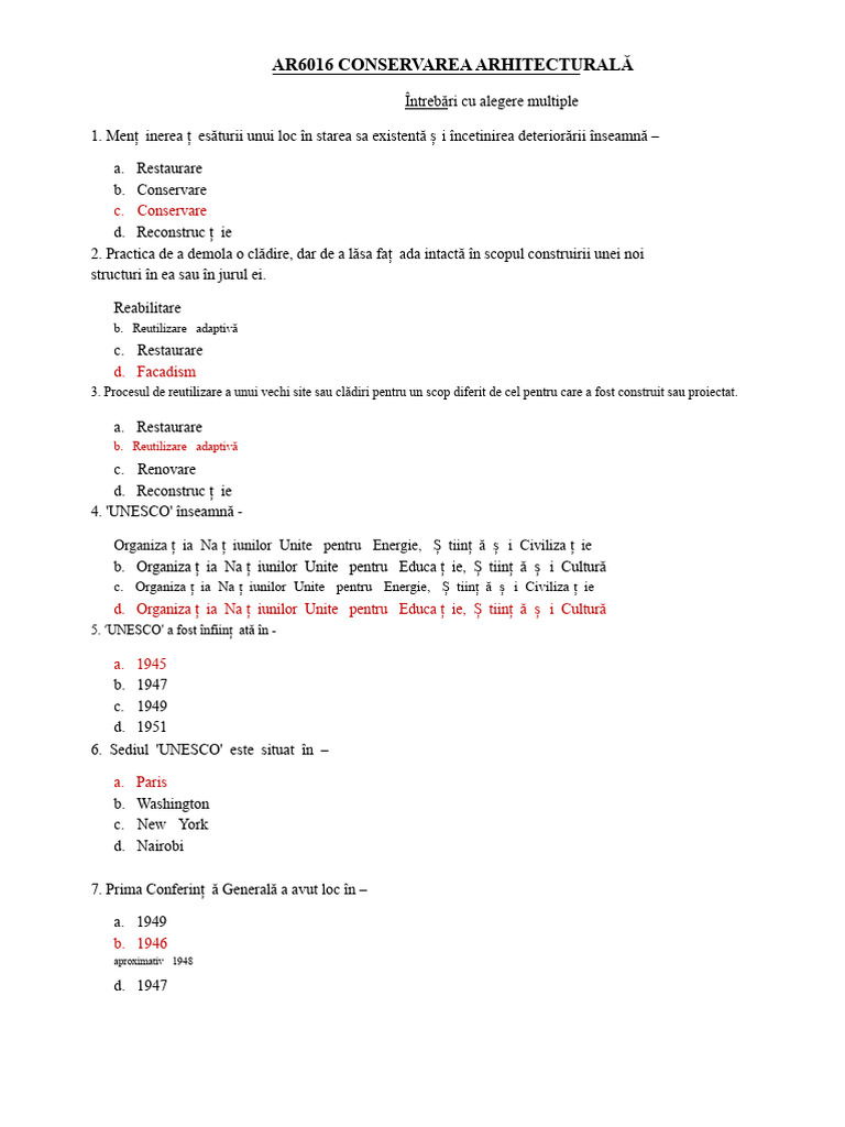 Conservare MCQ | PDF