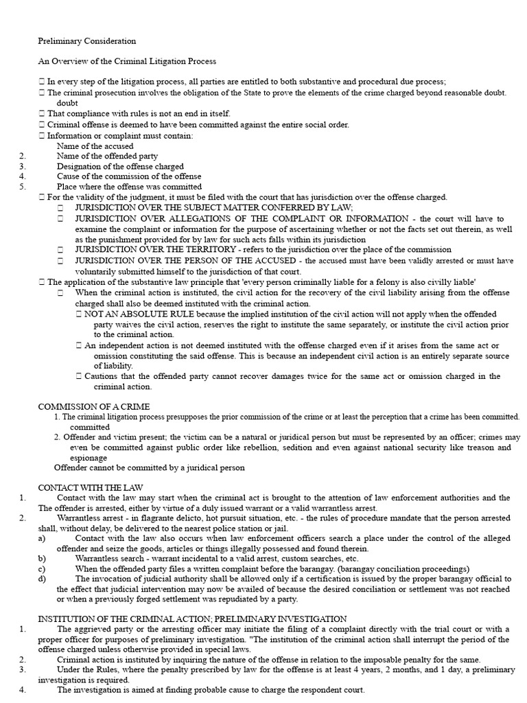 Overview of Criminal Litigation Process | PDF | Plea | Arrest