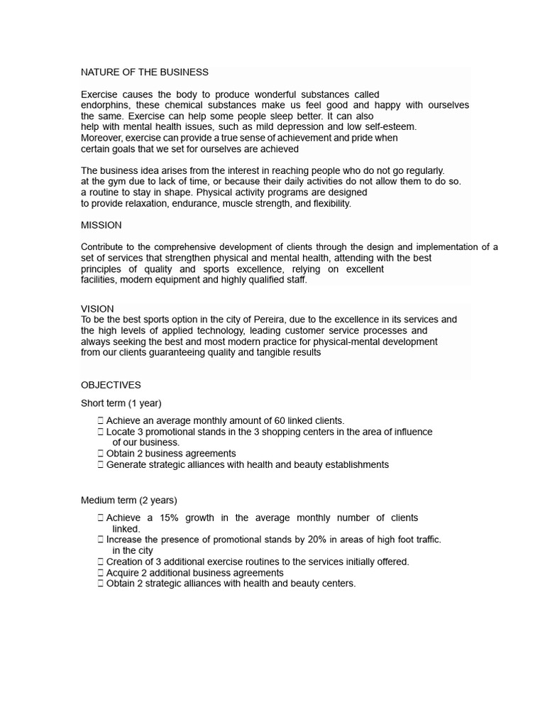Gym Mission Statement and Vision | PDF | Mental Health | Psychology