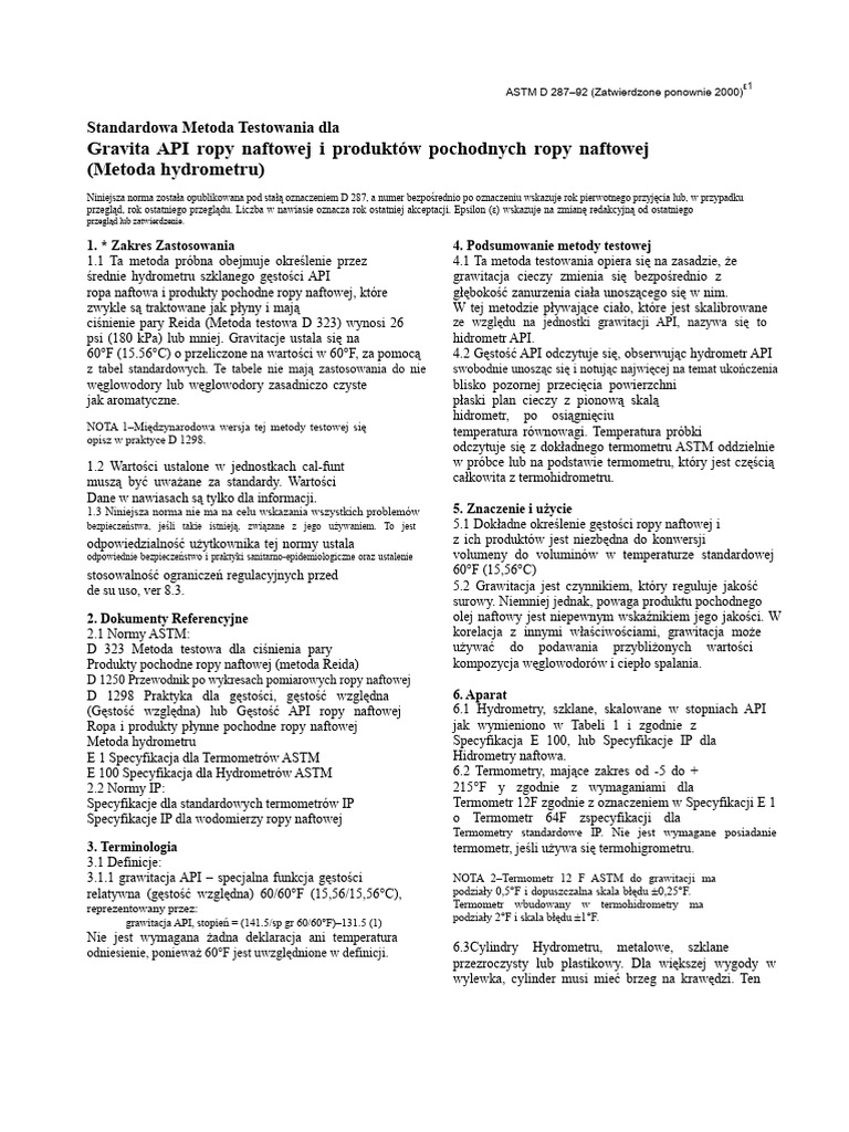 Astm D 287 - 00 Gęstość API | PDF