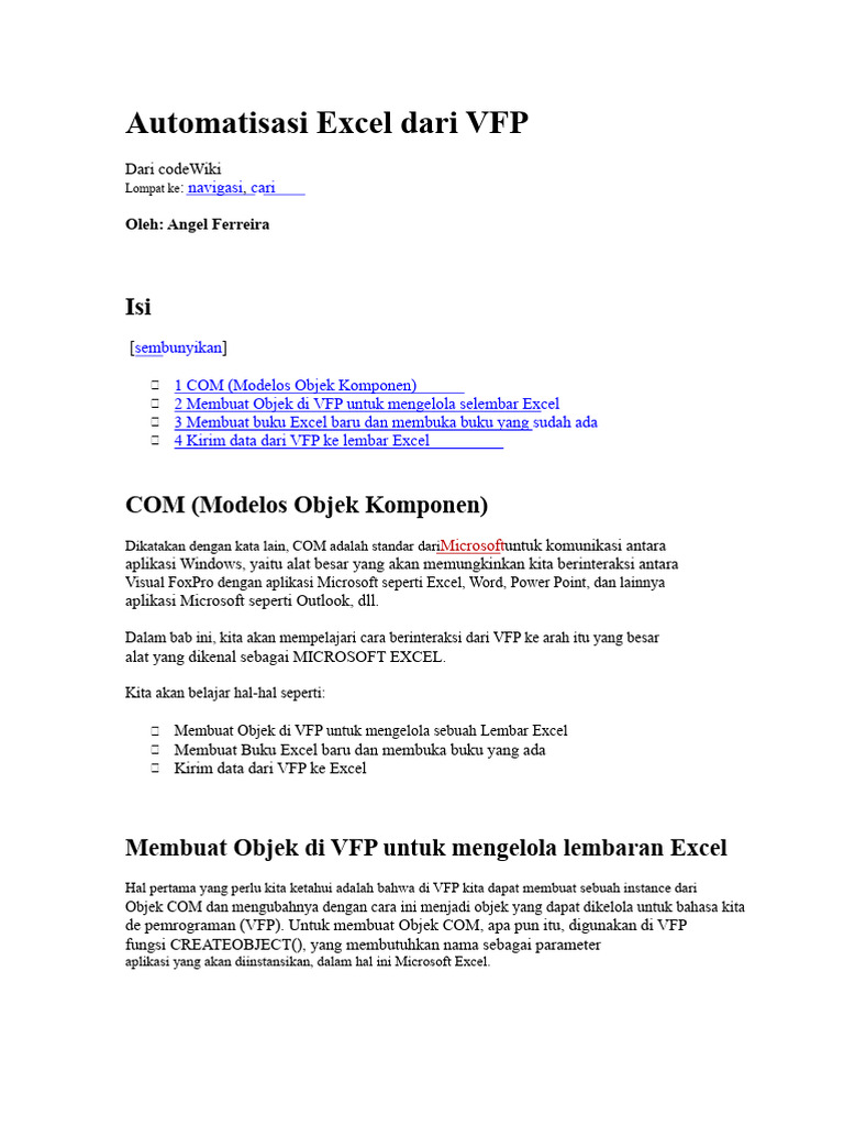 Automatisasi Excel dengan VFP | PDF