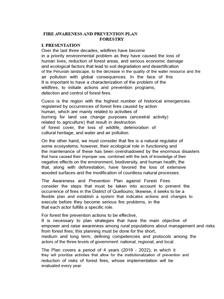 Forest Fire Awareness & Prevention Plan | PDF | Wildfire | Forests
