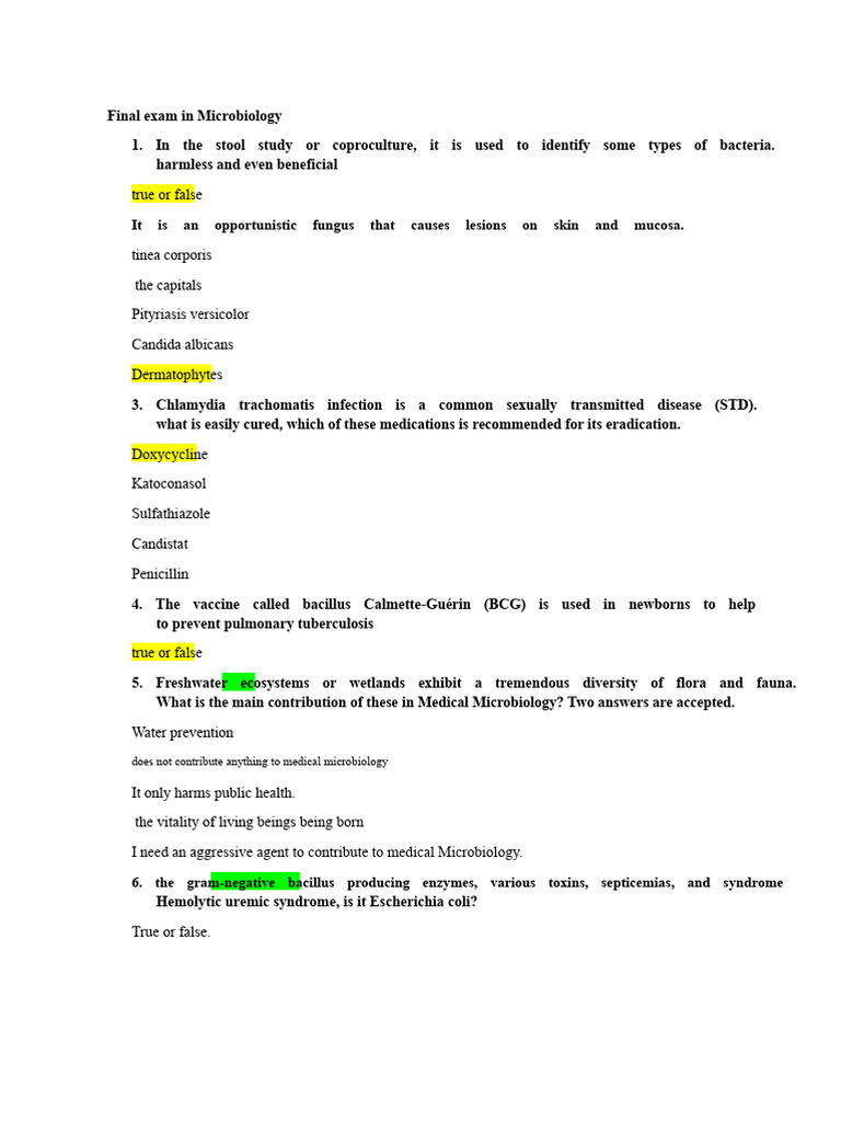 Microbiology Final Exam Review Guide | PDF | Bacteria | Infection