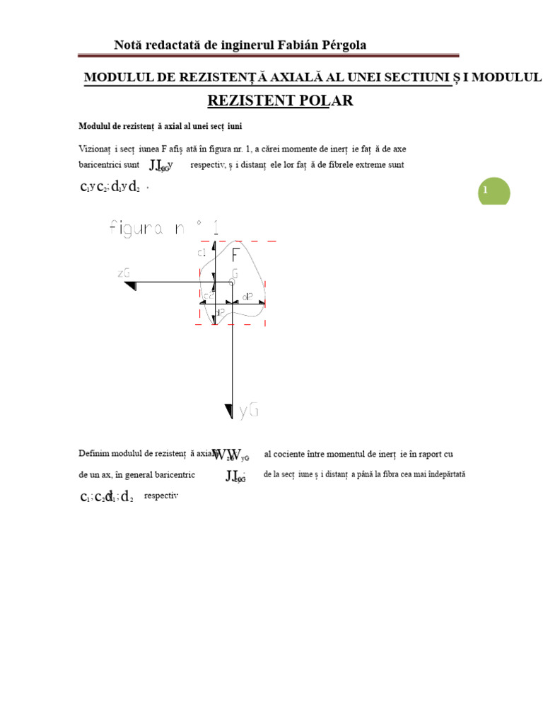 Modul Rezistent Al Unei Secțiuni Și Modul Rezistent Polar | PDF