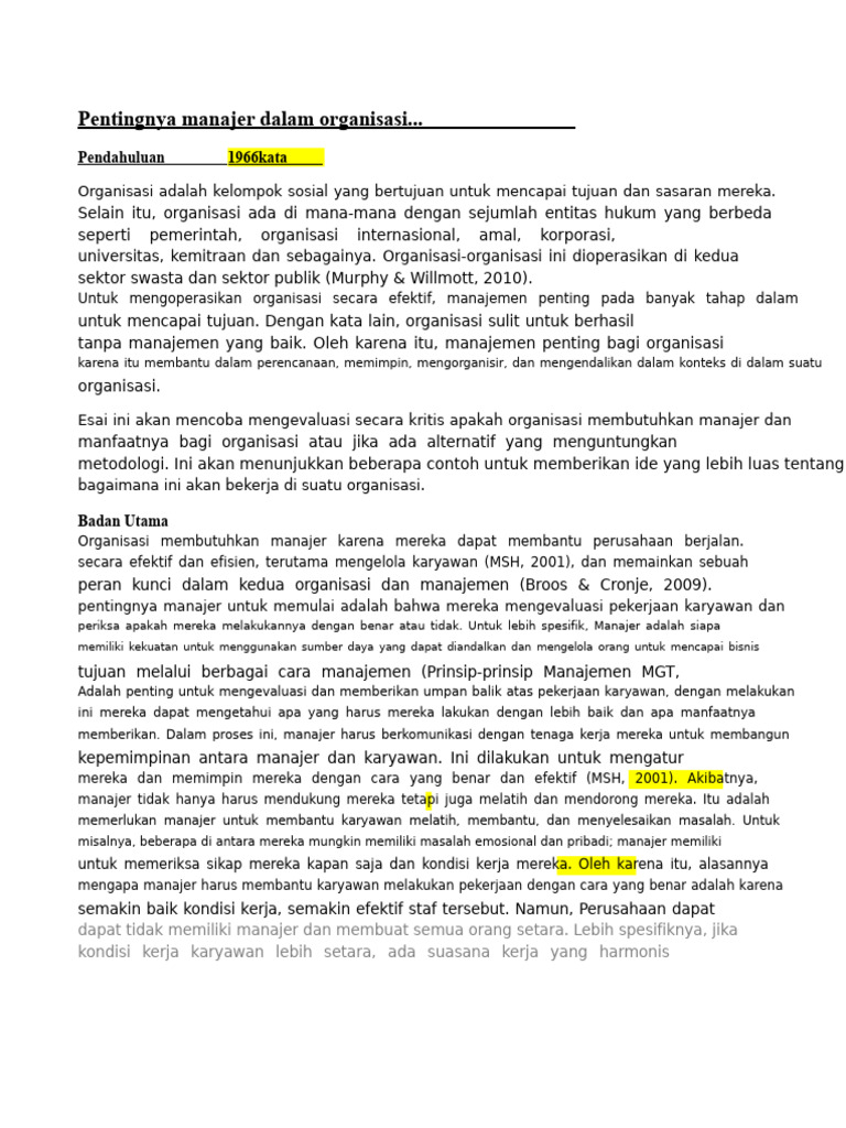 Peran Manajer dalam Efektivitas Organisasi | PDF