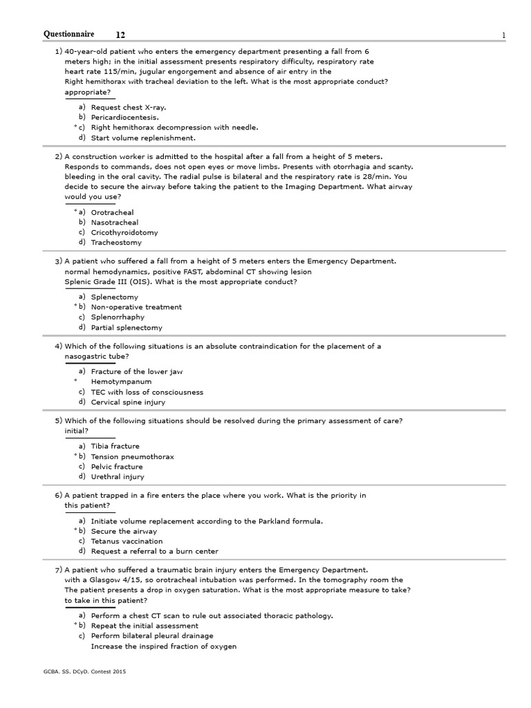Trauma Questionnaire 2015 | PDF | Major Trauma | Blood Pressure