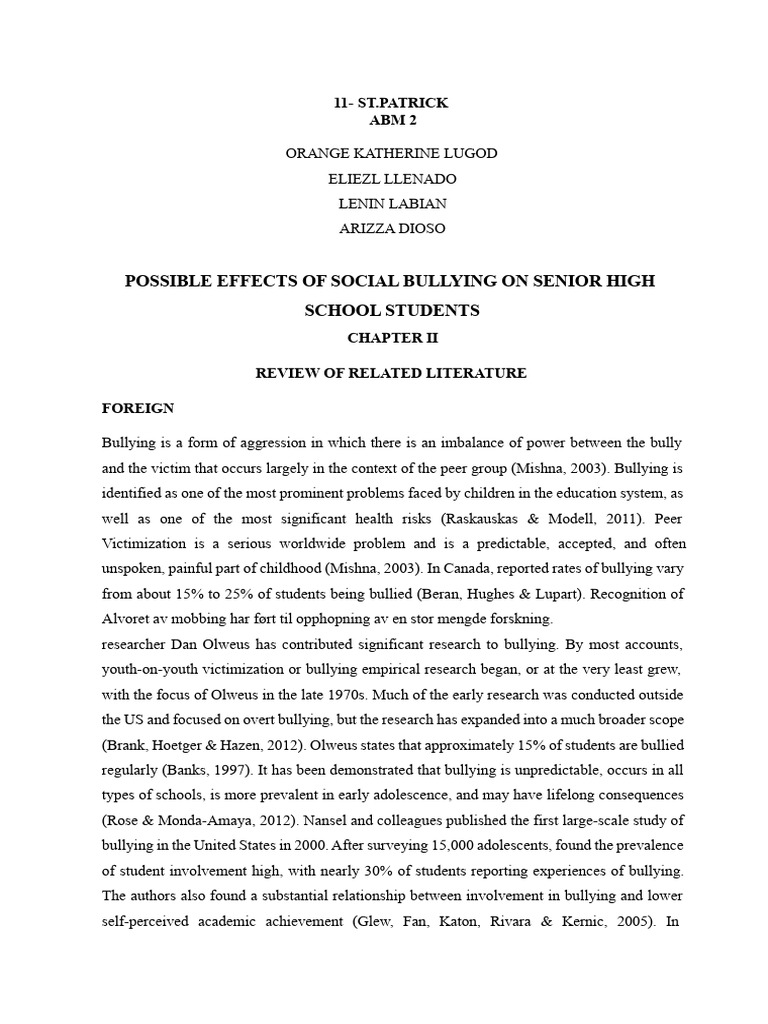 Effects of Social Bullying on Students | PDF | Cyberbullying | Bullying